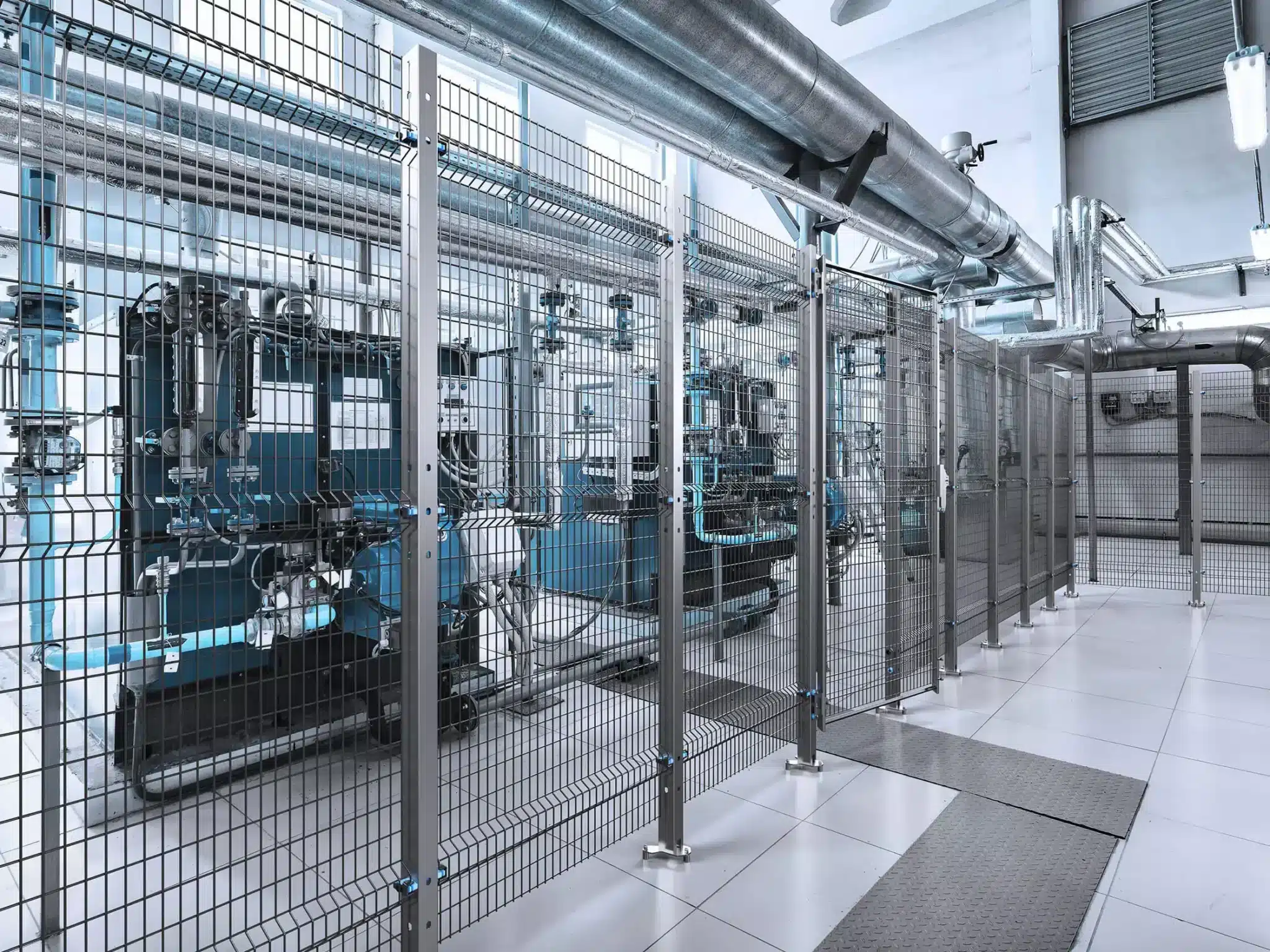 Protection grillagée inox BlueGuard en environnement agroalimentaire