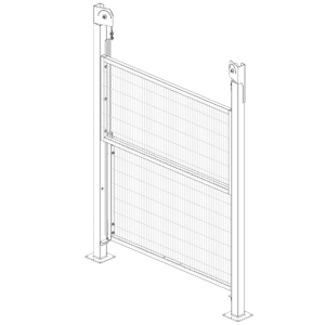 Porte verticale a mouvement manuel pour cloison grillagée