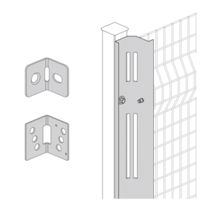 Jonction pour angle variable pour cloison grillagée